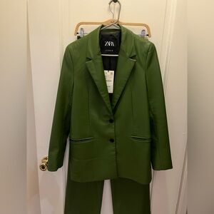 ZARA Faux Leather Green Suit Set - Size XS - New!